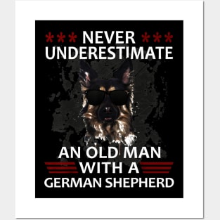 Old man german shepherd dog Posters and Art